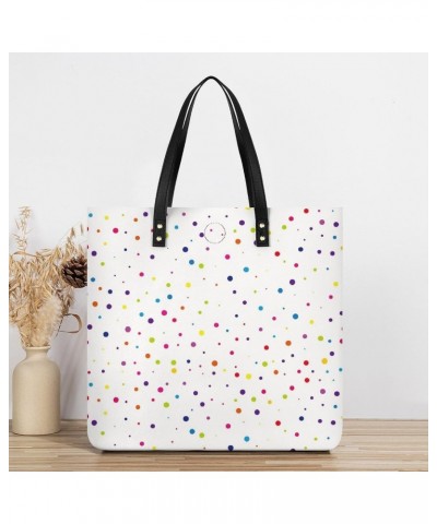 Colored Dots Printed Tote Bag for Women Fashion Handbag with Top Handles Shopping Bags for Work Travel $15.57 Totes