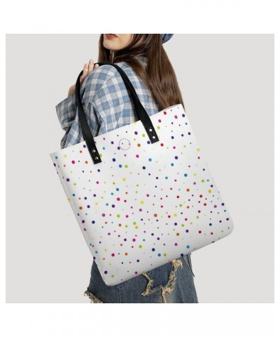 Colored Dots Printed Tote Bag for Women Fashion Handbag with Top Handles Shopping Bags for Work Travel $15.57 Totes