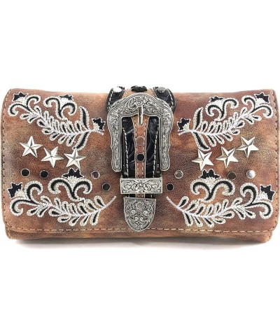 Buckle Western Floral Damask Embroidery Studs Stars Concealed Carry Handbag Purse Bronze Wallet Only $23.71 Shoulder Bags