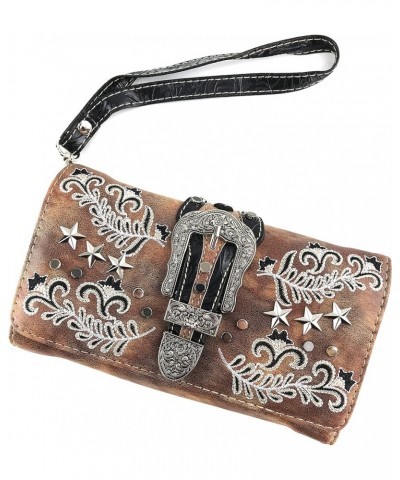 Buckle Western Floral Damask Embroidery Studs Stars Concealed Carry Handbag Purse Bronze Wallet Only $23.71 Shoulder Bags