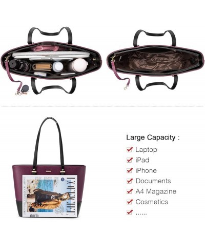 Purses and Handbags for Women Fashion Tote Bags Shoulder Bag Top Handle Satchel Bags 3pcs-2 Purple/Black $16.45 Totes