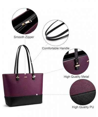 Purses and Handbags for Women Fashion Tote Bags Shoulder Bag Top Handle Satchel Bags 3pcs-2 Purple/Black $16.45 Totes