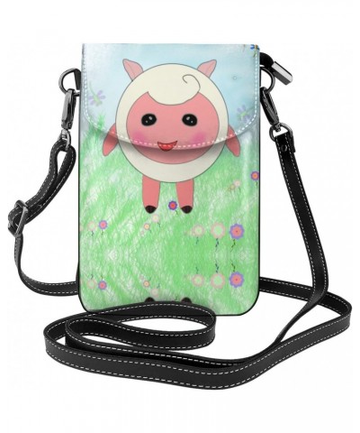 women leather Cell Phone Purse cute lamb picture Soft, durable and waterproof PU leather Convenient for daily use and travel ...