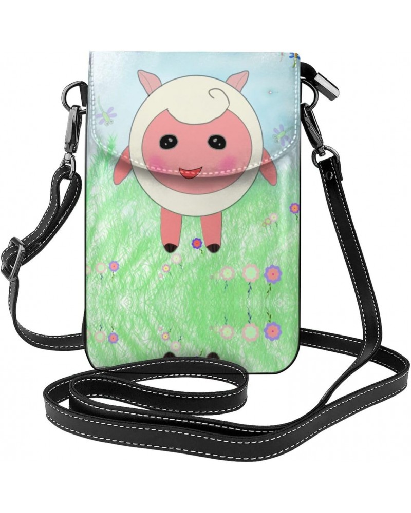 women leather Cell Phone Purse cute lamb picture Soft, durable and waterproof PU leather Convenient for daily use and travel ...