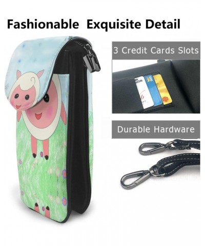 women leather Cell Phone Purse cute lamb picture Soft, durable and waterproof PU leather Convenient for daily use and travel ...