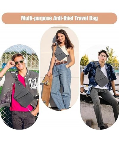 Anti Theft Travel Bag Anti-Theft Bag Slim Sling Bag Cross Body Travel Bag for Women Men Gray $15.30 Crossbody Bags