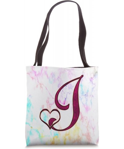 Rose Heart Letter I Vein Rainbow Paint Tie Dye Initial Name Tote Bag $10.71 Totes