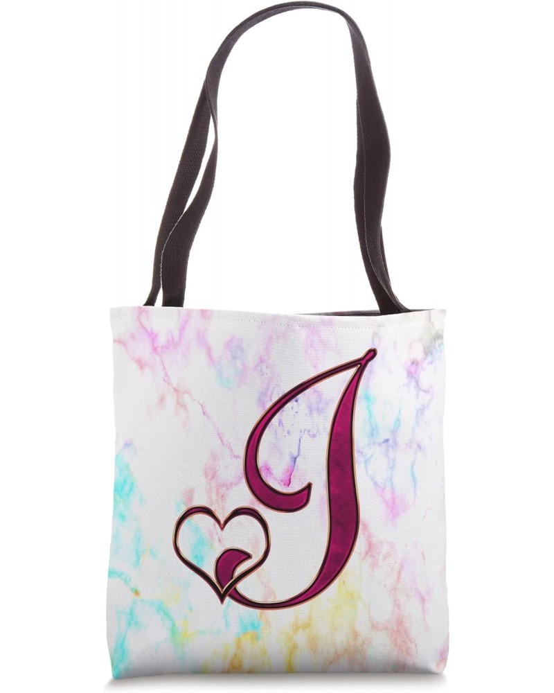 Rose Heart Letter I Vein Rainbow Paint Tie Dye Initial Name Tote Bag $10.71 Totes