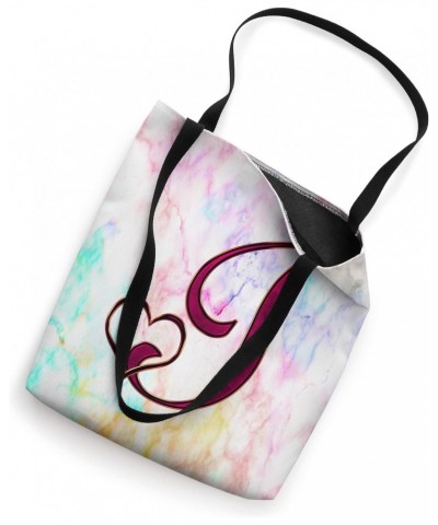 Rose Heart Letter I Vein Rainbow Paint Tie Dye Initial Name Tote Bag $10.71 Totes