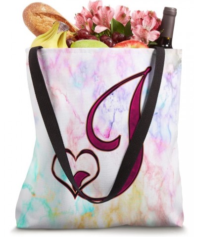 Rose Heart Letter I Vein Rainbow Paint Tie Dye Initial Name Tote Bag $10.71 Totes