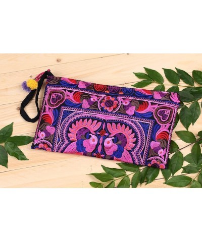 Handmade Clutch Bag, Hmong Tribes Embroidered Cosmetic Bag Bird Pink $12.40 Clutches