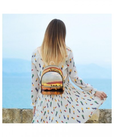 Striped Bohemian Elephant PU Leather Backpack Backpack Purse for Women Small Bag with Adjustable Strap Fashionable Travel Bag...