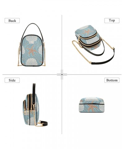 Seashells Conch Starfish Women's Crossbody Bag Three Zipper Design Handbag Shoulder Bag Wallet Color472 $11.44 Shoulder Bags