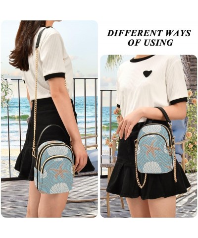 Seashells Conch Starfish Women's Crossbody Bag Three Zipper Design Handbag Shoulder Bag Wallet Color472 $11.44 Shoulder Bags