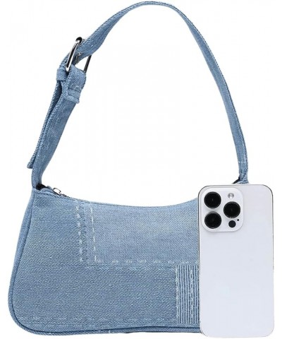 Women's Zipper Mini Denim Shoulder Bag Solid Jean Underarm Purse with Adjustable Strap Light Wash $13.63 Shoulder Bags