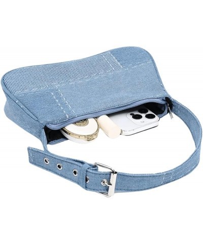 Women's Zipper Mini Denim Shoulder Bag Solid Jean Underarm Purse with Adjustable Strap Light Wash $13.63 Shoulder Bags