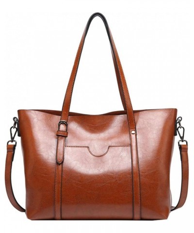 Womens PU Leather Handbag Top Handle Tote Shoulder Hobo Bag Satchel Purse Light-brown $31.90 Totes