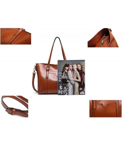 Womens PU Leather Handbag Top Handle Tote Shoulder Hobo Bag Satchel Purse Light-brown $31.90 Totes