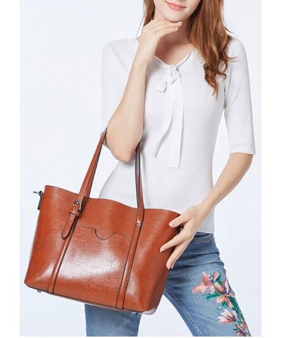 Womens PU Leather Handbag Top Handle Tote Shoulder Hobo Bag Satchel Purse Light-brown $31.90 Totes