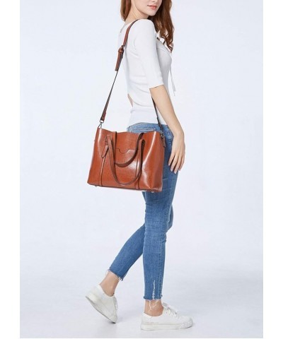 Womens PU Leather Handbag Top Handle Tote Shoulder Hobo Bag Satchel Purse Light-brown $31.90 Totes