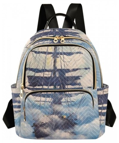 Sailing Ship Moon Women's Backpack Purse Causal Daypack Work Travel College Business Trip Bag Shoulder Bag Small $17.91 Backp...