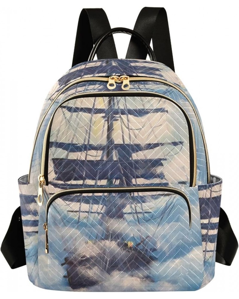 Sailing Ship Moon Women's Backpack Purse Causal Daypack Work Travel College Business Trip Bag Shoulder Bag Small $17.91 Backp...