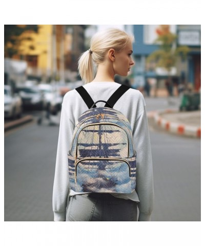 Sailing Ship Moon Women's Backpack Purse Causal Daypack Work Travel College Business Trip Bag Shoulder Bag Small $17.91 Backp...