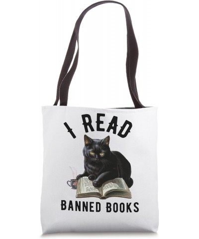 Cat I Read Banned Books Funny Bookworms Reading Book lovers Tote Bag $12.87 Totes