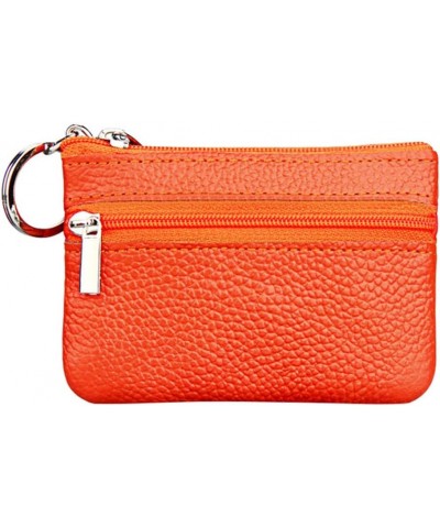 Coin Ring Mini Zipper Leather Pouch Small with Purse Key Wallet Women's Wallets for Women Small (Hot Pink, One Size) Orange O...