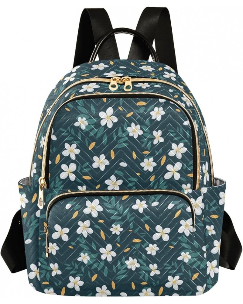 Retro White Flower Tiling Fashion Backpack Purse for Women, Casual Daypacks, Ladies Gift for Traveling Hiking Multicolor Medi...