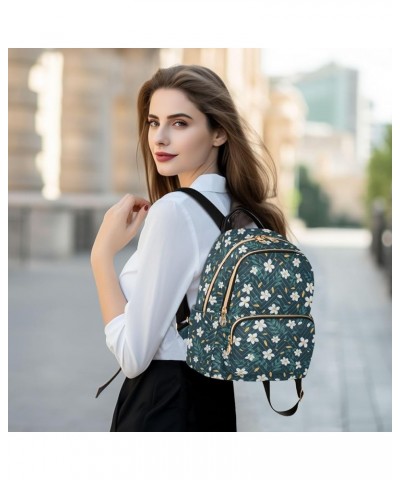 Retro White Flower Tiling Fashion Backpack Purse for Women, Casual Daypacks, Ladies Gift for Traveling Hiking Multicolor Medi...