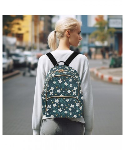 Retro White Flower Tiling Fashion Backpack Purse for Women, Casual Daypacks, Ladies Gift for Traveling Hiking Multicolor Medi...