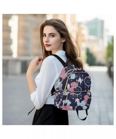 Women Backpack Dreamcatcher Peony Magic Anti-Theft Travel Backpack with Luggage Belt Lightweight Handbag Lady Purse Roomy Dou...