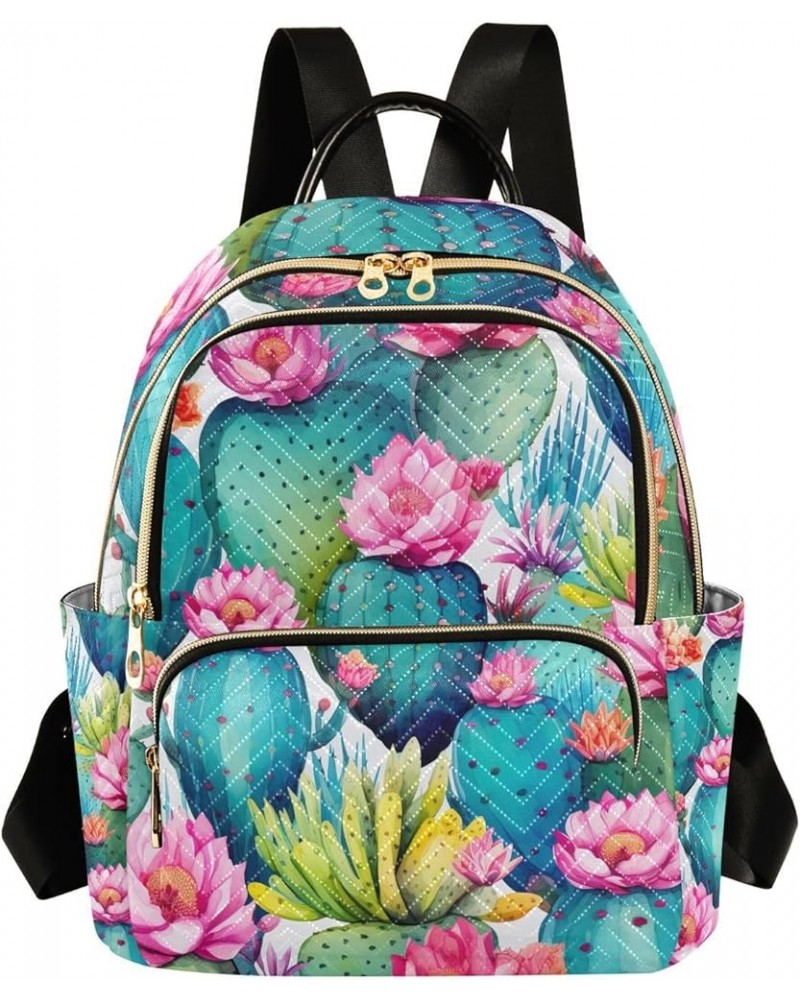 Watercolor Cactus Flower Backpack Purse for Women Small Mini Women's Fashion Backpack for Lady Women Holiday Gifts,M Medium $...