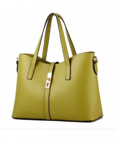 Women's PU Leather Solid Handbag Lock Bag Large Capacity Shoulder Bag Diagonal Tote Fruit Green $20.26 Totes