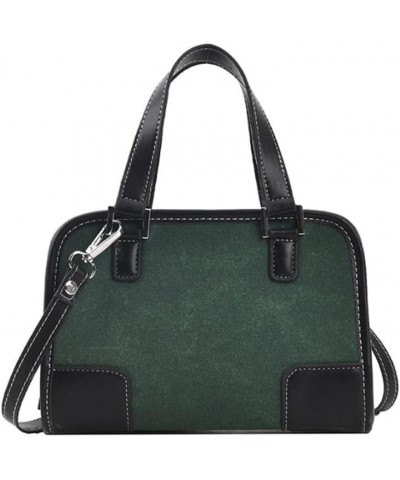 Women Vintage Contrast Small Tote Bag Frosted Texture Shoulder Bag Satchel Purse Dark Green $19.71 Satchels