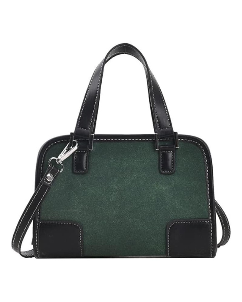 Women Vintage Contrast Small Tote Bag Frosted Texture Shoulder Bag Satchel Purse Dark Green $19.71 Satchels