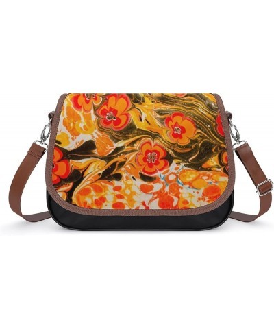 Printed Shoulder Crossbody Bag Leather Hobo Bags Medium Ladies Top Handles Satchels Colorfull Retro Floral Color12 $25.00 Hob...