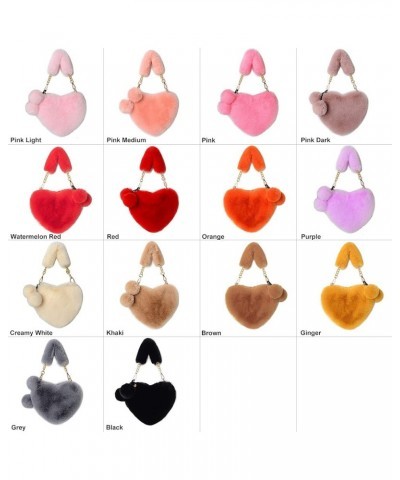 Furry Purse for Girls Heart Shaped Fluffy Faux Fur Handbag for Women Soft Small Shoulder Bag Clutch Purse Orange $12.75 Clutches