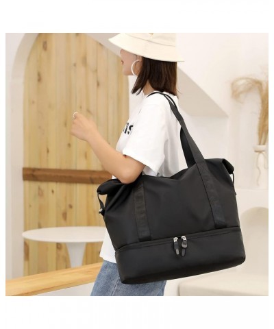 Women's Gym bag Travel Vacation Shoulder Handbag, Large Capacity Tote Bag, Dry Wet Separation Carry Luggage Bag Black $18.45 ...