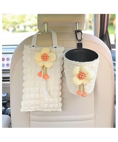 Lace Puff Lattice Car Trash Can for Backseat Hanging Bunny Camellia Milky Sunflower Bow Embroidered Bear Car Tissue Holder Ca...