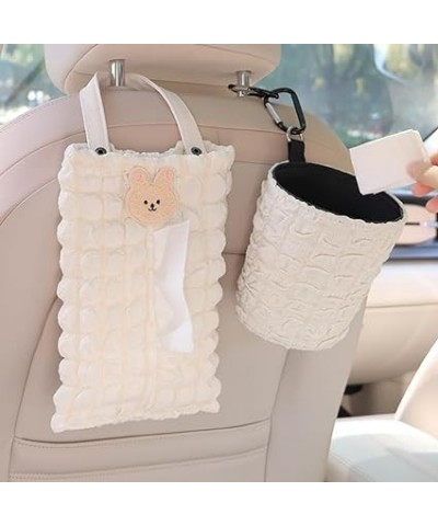 Lace Puff Lattice Car Trash Can for Backseat Hanging Bunny Camellia Milky Sunflower Bow Embroidered Bear Car Tissue Holder Ca...