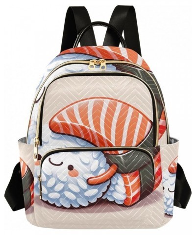 Dancer Dancing on Sea Ladies Small Backpack Quilted Backpack Purse for Women Salmon Slice Hug Rice Ball Medium $14.69 Backpacks