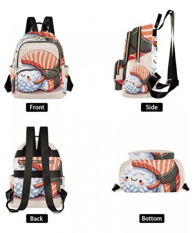 Dancer Dancing on Sea Ladies Small Backpack Quilted Backpack Purse for Women Salmon Slice Hug Rice Ball Medium $14.69 Backpacks