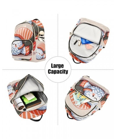 Dancer Dancing on Sea Ladies Small Backpack Quilted Backpack Purse for Women Salmon Slice Hug Rice Ball Medium $14.69 Backpacks