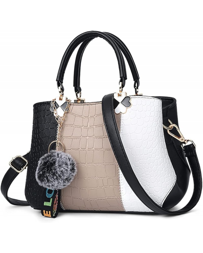 Women Handbags Fashion Bag Color Matching Shoulder Bag Casual Travel PU Leather Black $29.41 Shoulder Bags