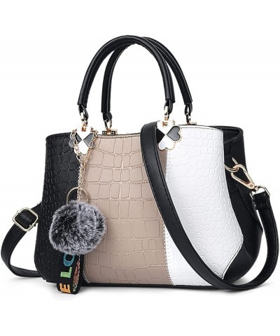 Women Handbags Fashion Bag Color Matching Shoulder Bag Casual Travel PU Leather Black $29.41 Shoulder Bags