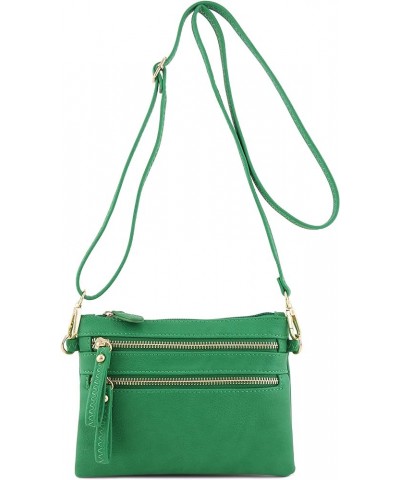 Multi Zipper Pocket Small Wristlet Crossbody Bag Kelly Green $12.16 Crossbody Bags