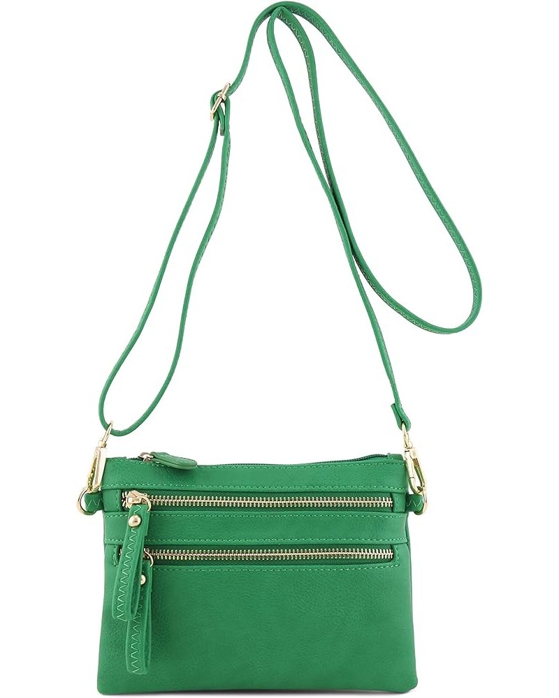 Multi Zipper Pocket Small Wristlet Crossbody Bag Kelly Green $12.16 Crossbody Bags