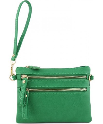 Multi Zipper Pocket Small Wristlet Crossbody Bag Kelly Green $12.16 Crossbody Bags